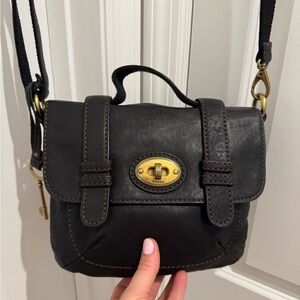 Fossil Dark Brown Leather Crossbody Bag